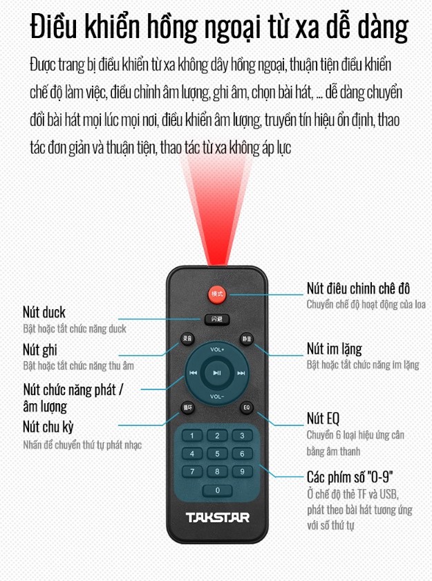 Loa trợ giảng Takstar WDA-500, tặng kèm 1 tay mic không dây, công suất max 40W, thích hợp cho Giảng dạy, biểu diễn ngoài trời, hàng chính hãng