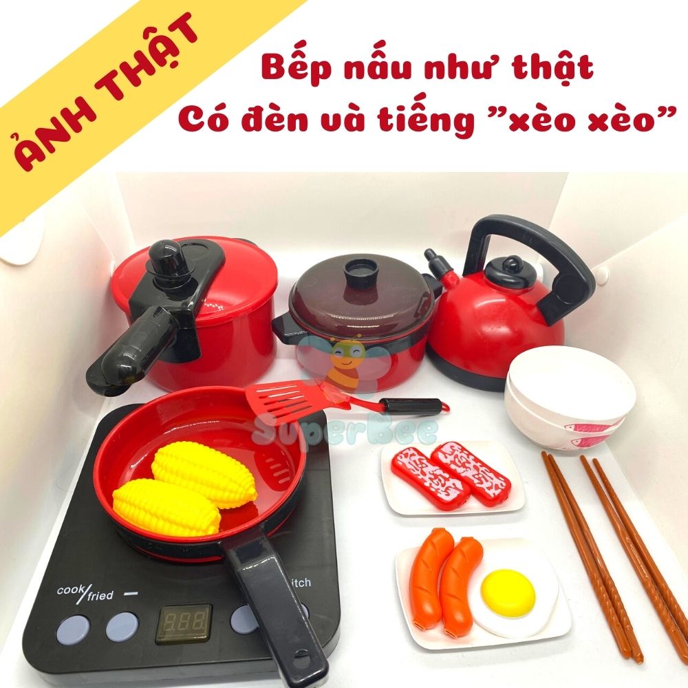 Bộ Đồ Chơi Nấu Ăn Có Bếp Cao Cấp Cho Bé Vui Chơi Nhận Biết Các Vật Dụng