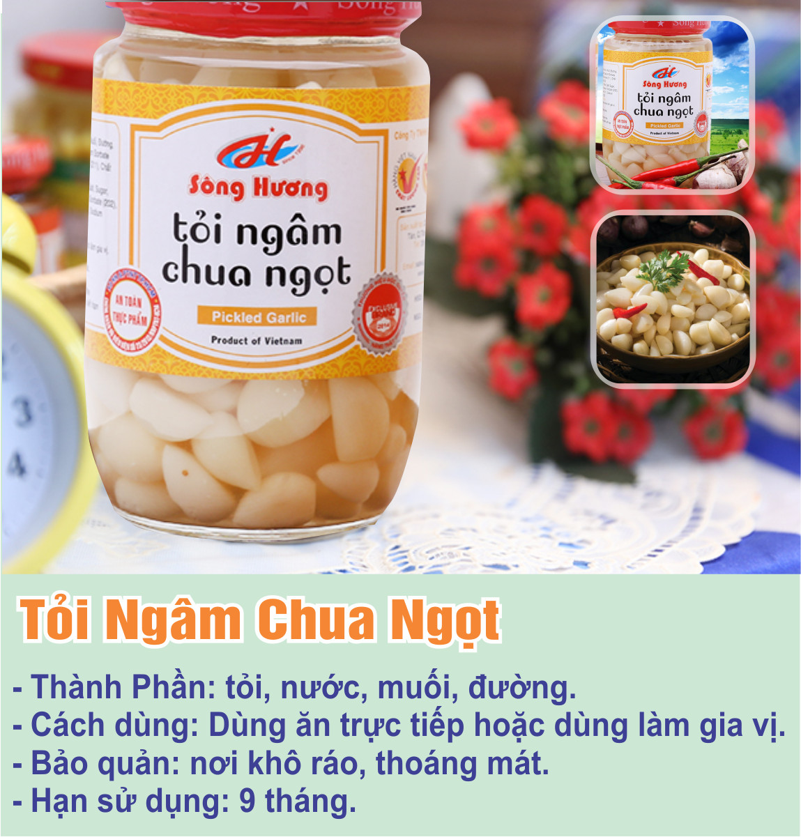 3 Hũ Tỏi Ngâm Chua Ngọt Sông Hương Foods Hũ 200g