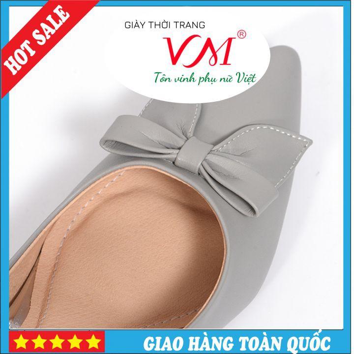 Giày Cao Gót 5 Phân Mũi Nhọn, Họa Tiết Nơ, Màu Ghi - HT16A.5F.Ghi(V)