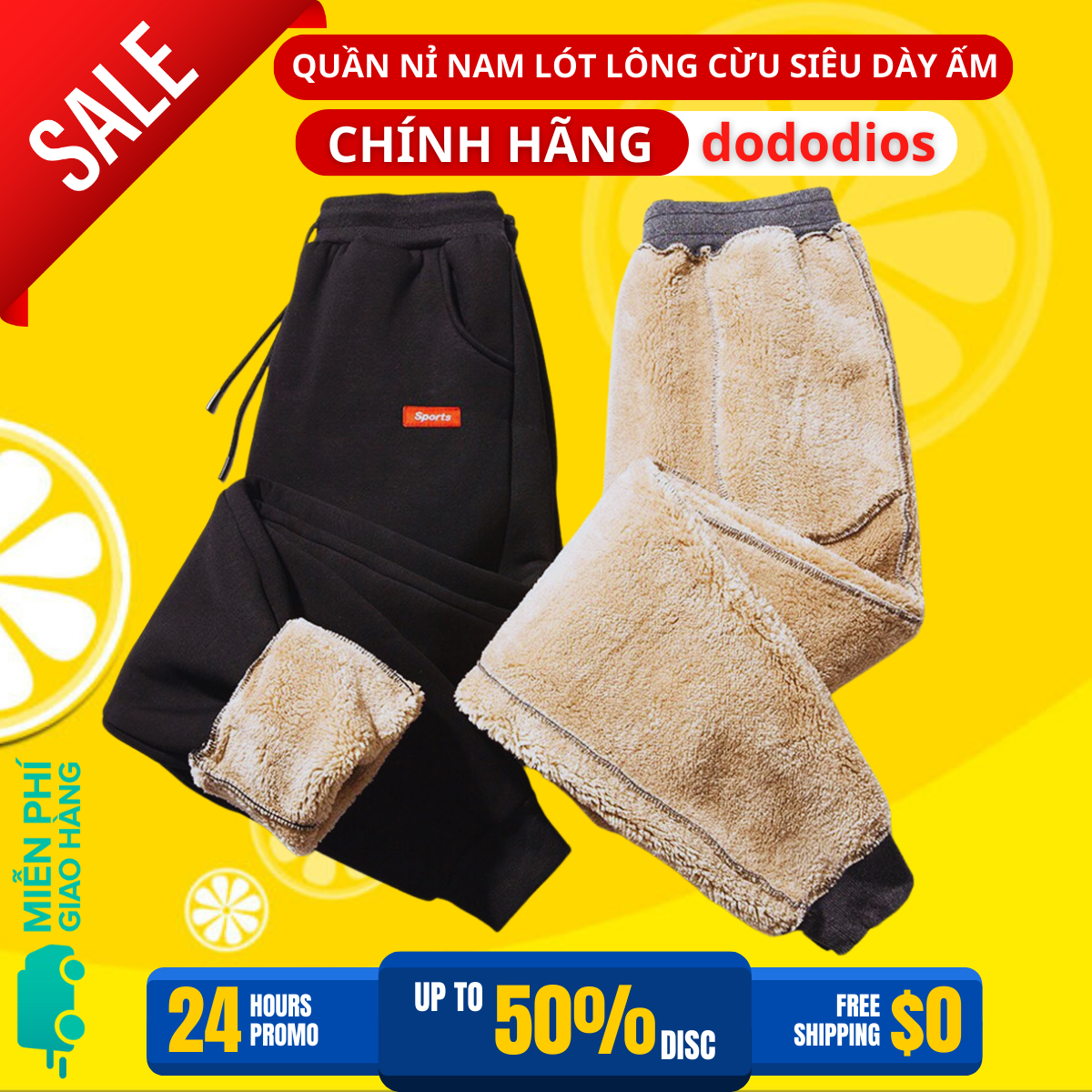 Quần nỉ nam thể thao lót lông cao cấp dày dặn đủ size từ 48-100kg jogger cho nam chính hãng dododios
