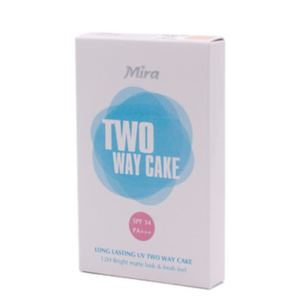 Phấn nén trang điểm siêu mịn Mira Two Way Cake Hàn Quốc 12g No.21 Cream Beige tặng kèm móc khoá