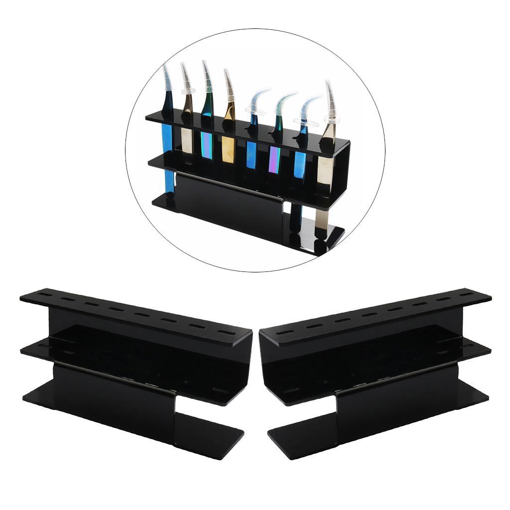 2Pc Tweezer Storage Holder Eyelash Extension Make Up Tweezers Acrylic Stand