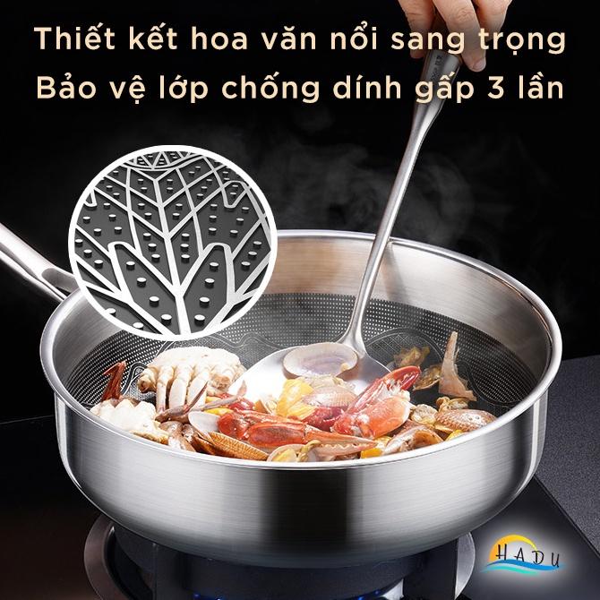 Chảo Chống Dính Bếp Từ Sâu Lòng Có Nắp Đậy Size 26cm Inox 316 Cao Cấp Đạt Chất Lượng Đức HADU