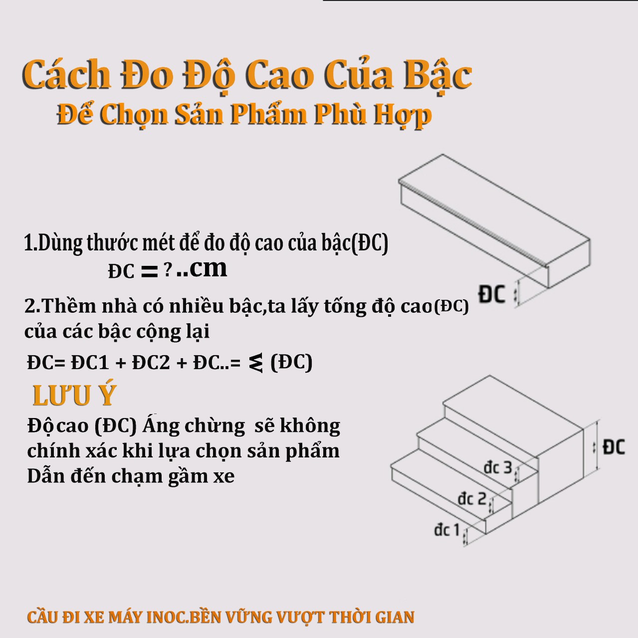 Thang đi xe máy inox thông minh . KT 130 X 40 CM