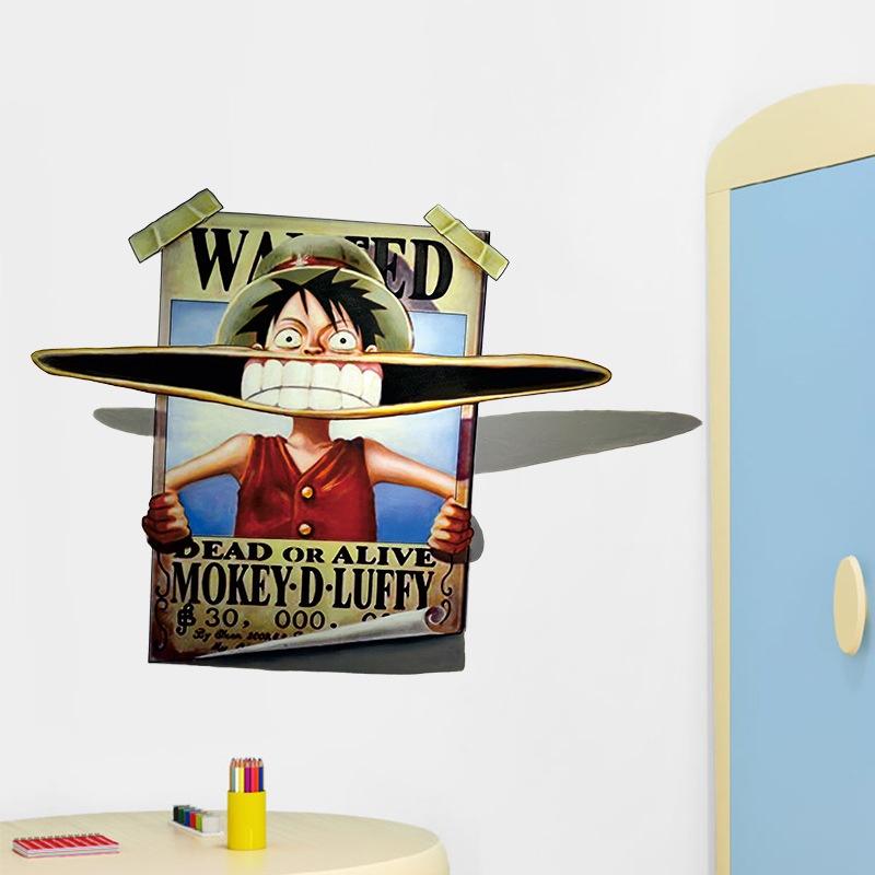 Decal hoạt hình poster One Piece - decal Luffy Wanted