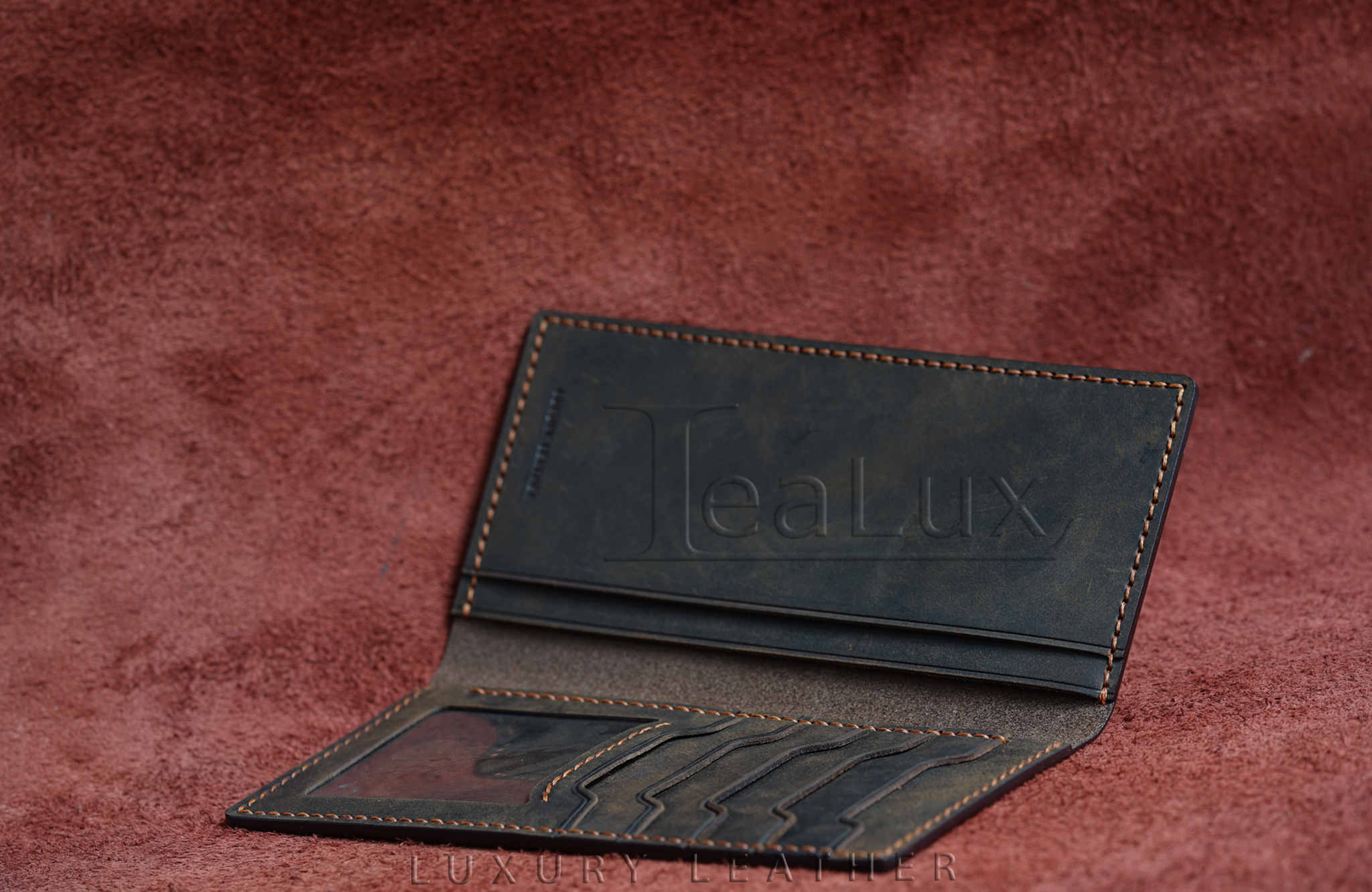 Ví Dài Mini Da Sáp Handmade Lealux Mini Long Wallet