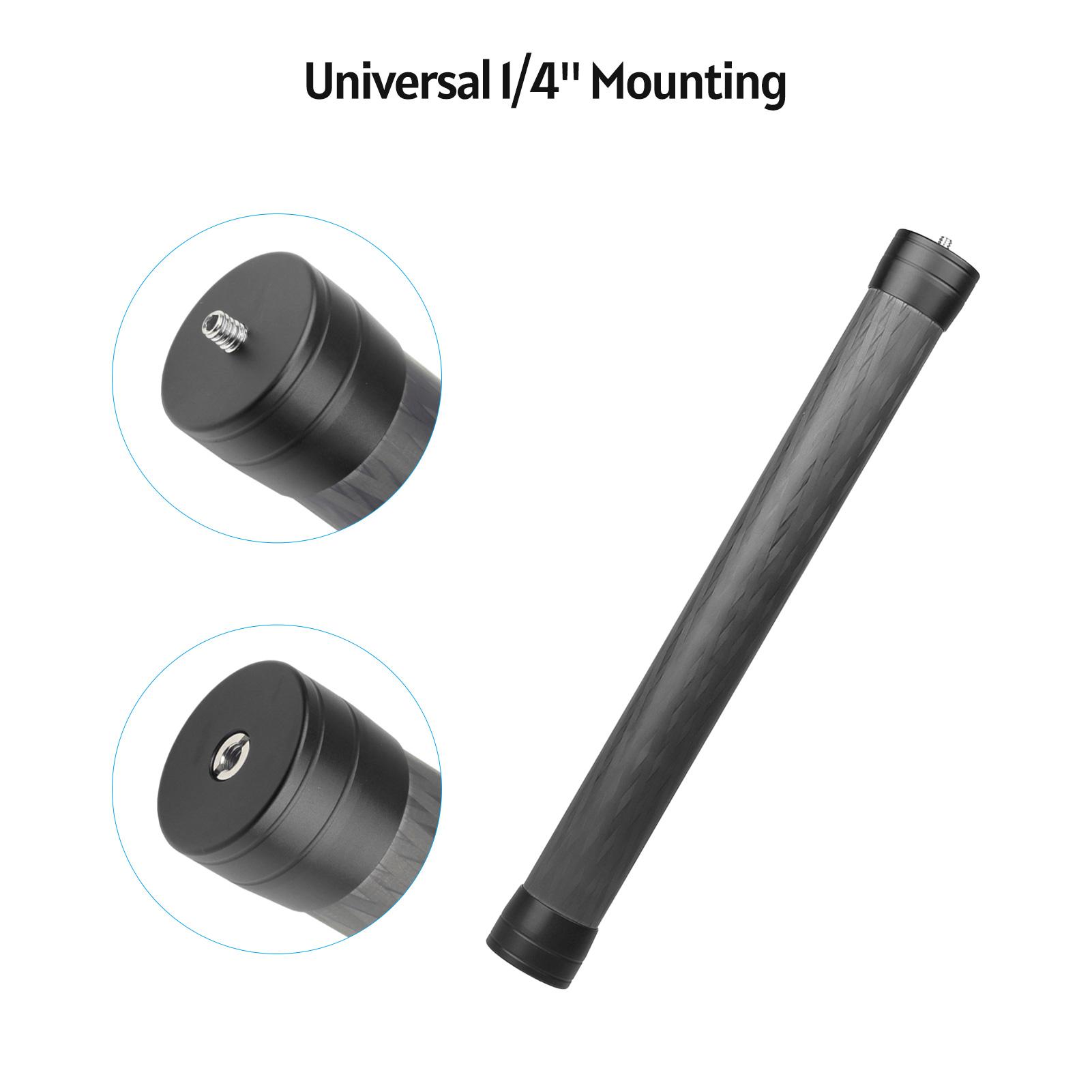 Thanh cực mở rộng sợi carbon phổ quát 35cm / 13,8in với Giao diện gắn kết 1/4 inch 3/8 inch cho Gimbal máy ảnh