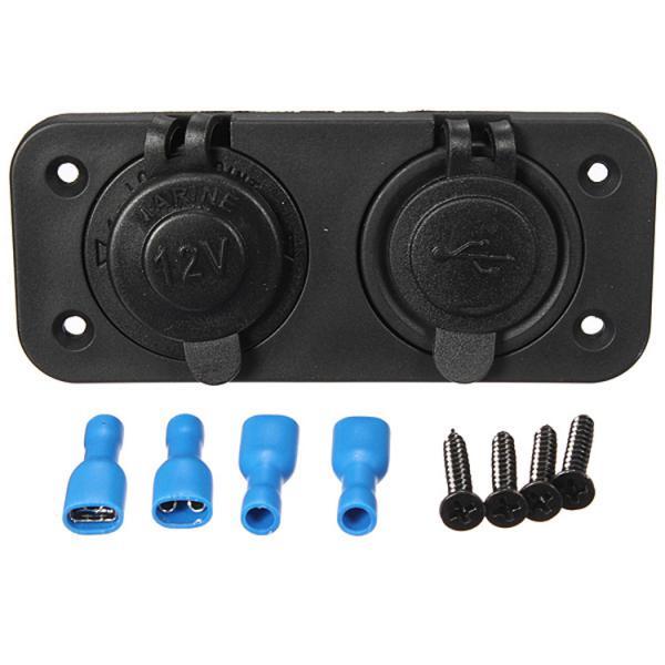 Waterproof Car Motorcycle Dual USB Adapter Cigarette Lighter Charger Socket