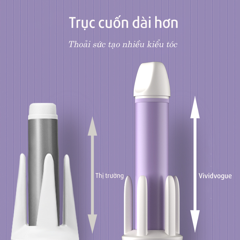 Máy Uốn Xoăn Xoay Tự Động VIVID & VOGUE️ - VAVC222B/Màu Tím-Hàng chính hãng, Bảo hành 12 tháng 1đổi 1