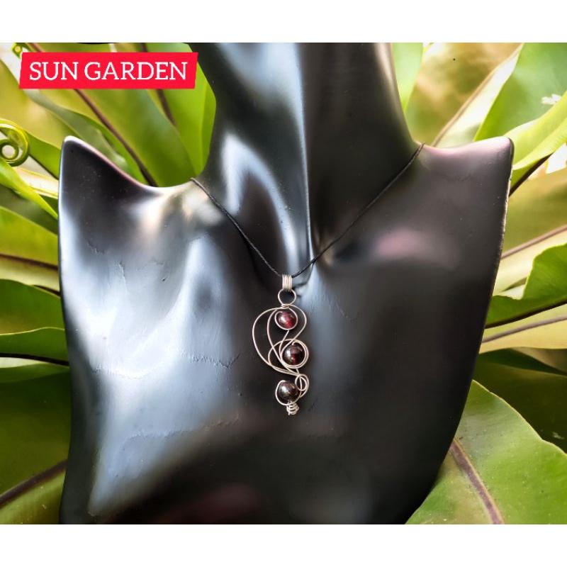 Vòng cổ thạch lựu hồng handmade