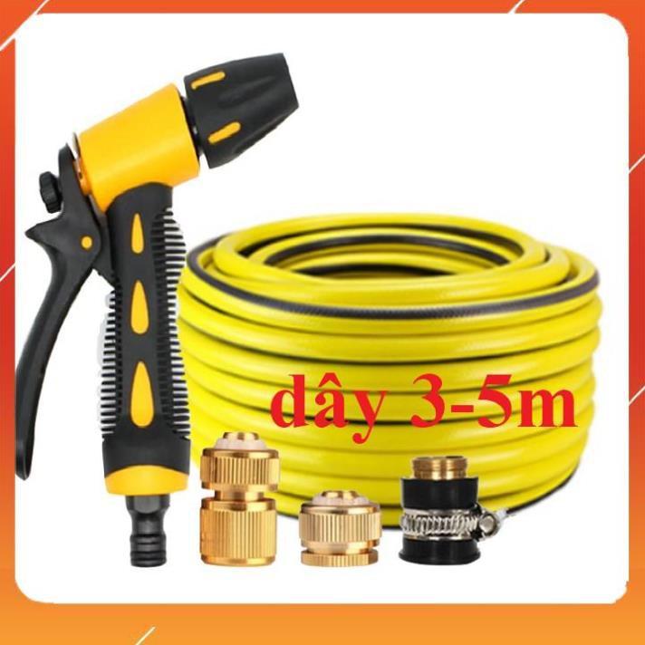 Bộ dây vòi xịt bơm nước tưới rửa , tăng áp 3 lần, loại 3m, 5m 206319U,cút đồng, d.vàng