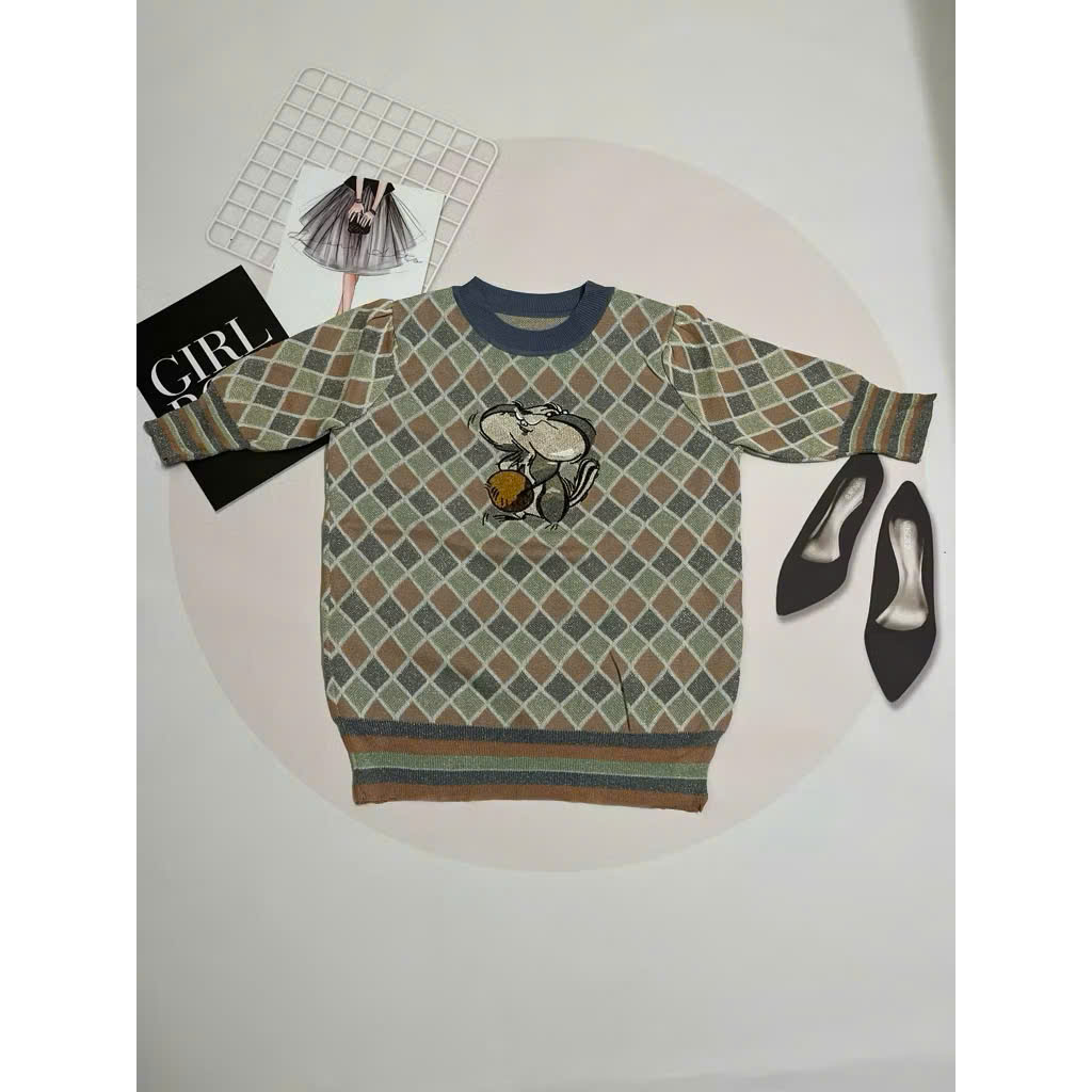 Áo len mongtoghi QC,áo len dệt kim nữ hàng thanh lý mới họa tiết dễ thương size 45-57kg