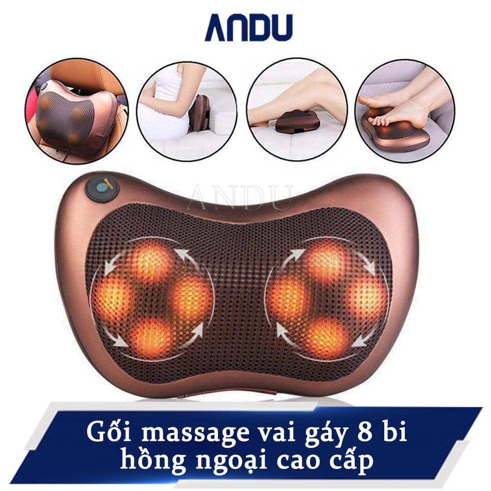 Gối Massage Vai Gáy 8 Bi, Máy Mát Xa Hồng Ngoại Công Nghệ Nhật Bản