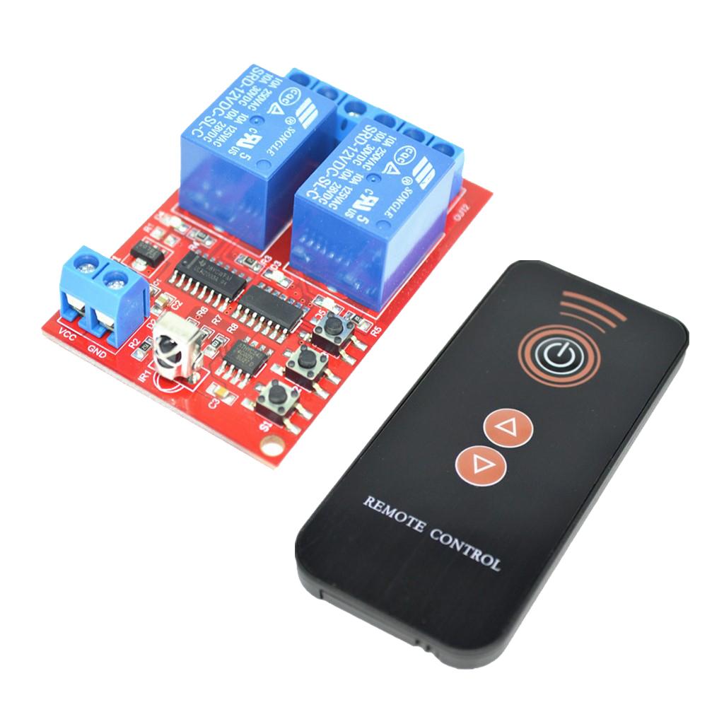 12V 2 Channel Infrared Switch Relay Driving Module Board + Black Switch
