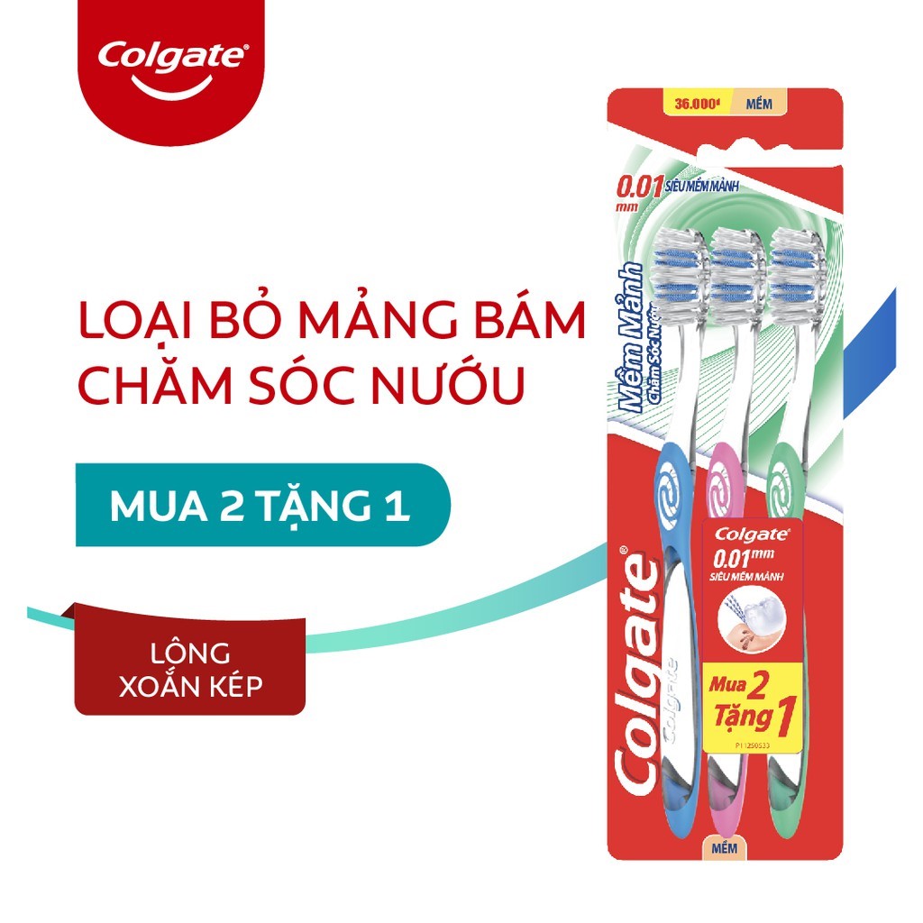 Bộ 3 bàn chải Colgate chăm sóc nướu ( màu ngẫu nhiên )