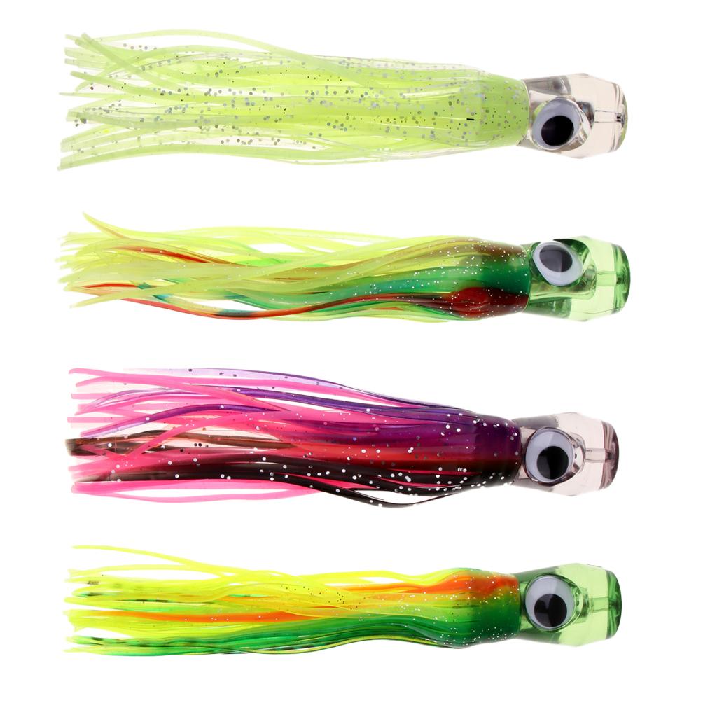 4x Soft Squid Fishing Lure Skirt Lure Trolling Lure Head Lures Fishing