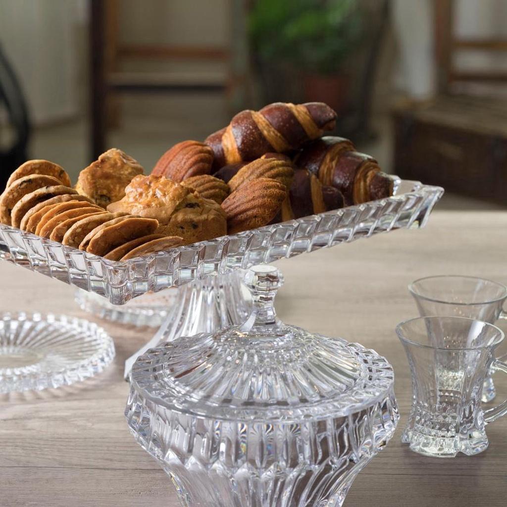 Âu Pha Lê Cao Cấp Rogaska, Hũ Pha Lê Có Nắp Đựng Bánh, Mứt, Kẹo, Trái Cây, Tô Thủy Tinh Cao Cấp Cao 19CM, Nhập Đức