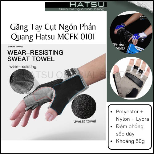 Găng tay chạy xe đạp, xe máy Hatsu MCFK 0101 | bao tay cụt ngón thể Thao | Găng Tay Phượt Nam/Nữ - Theyanch Half-Finger Gloves