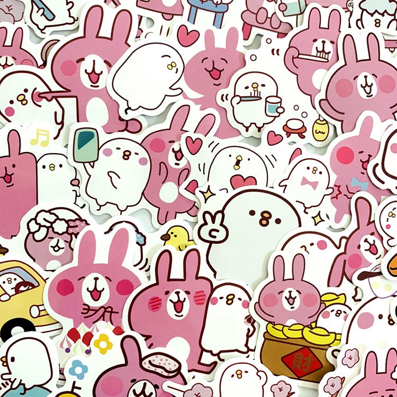 Bộ 35 miếng Sticker hình dán Pink Bunny