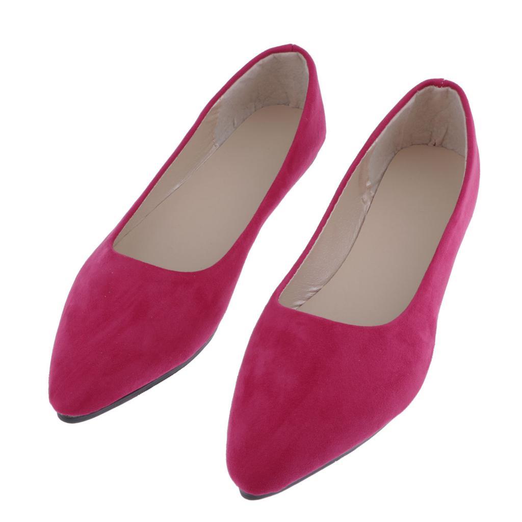 Women Casual Shallow Mouth Shoe Pointed Toe Shoe Working Flat Shoes Red 37