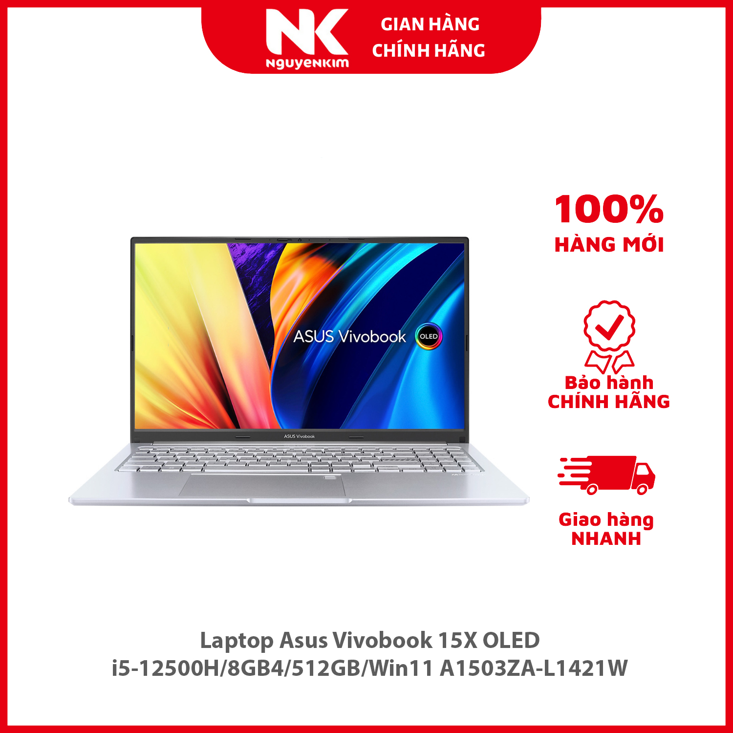 Laptop Asus Vivobook 15X OLED i5-12500H/8GB4/512GB/Win11 A1503ZA-L1421W - Hàng chính hãng