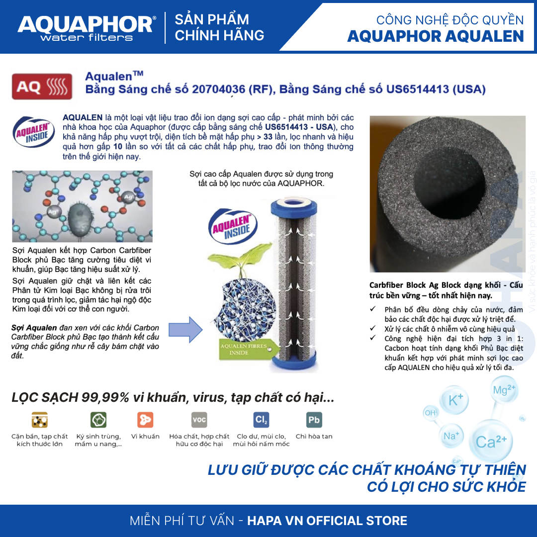 Lõi Lọc Nước AQUAPHOR A5 Thay Cho Bình Lọc Nước AQUAPHOR PRESTIGE, PROVANCE - Hàng Chính Hãng