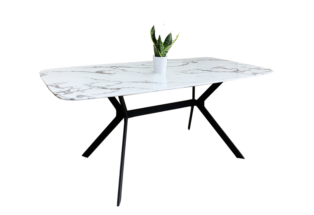 Bàn ăn mặt đá cẩm thạch Juno Sofa chân xương cá hiện đại