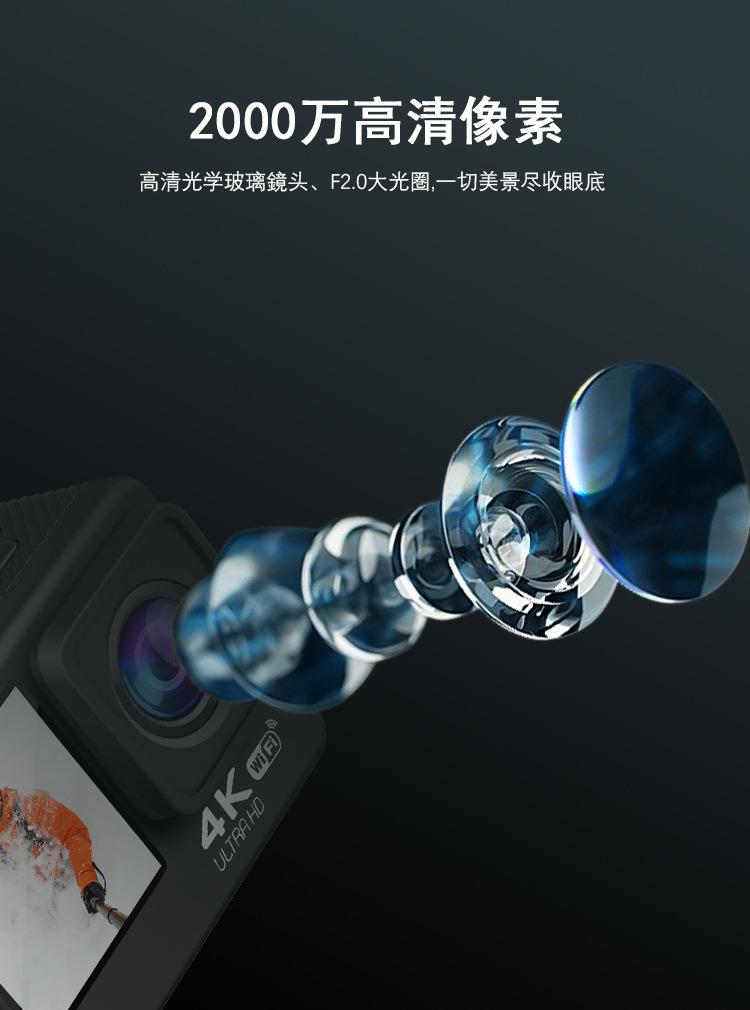 Máy ảnh hành động chống lắc WiFi 4K 60fps Màn hình kép 170 ° góc rộng 30m Máy ảnh thể thao chống thấm nước với điều khiển từ xa