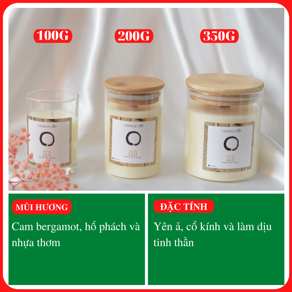 Nến thơm AGAYA (Candle Cup) mùi ZEN - Nến thơm tinh dầu thiên nhiên mùi hương của ký ức tươi đẹp tuổi thơNến thơm AGAYA