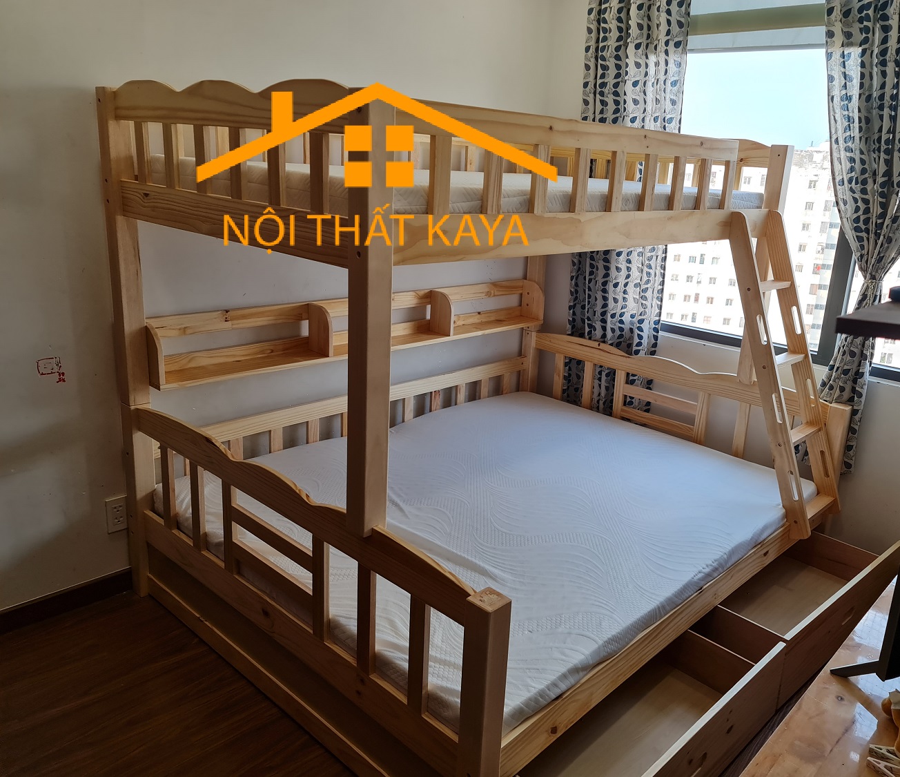 Bunny – Giường 2 tầng + 2 Hộc Kéo 1m2/1m4