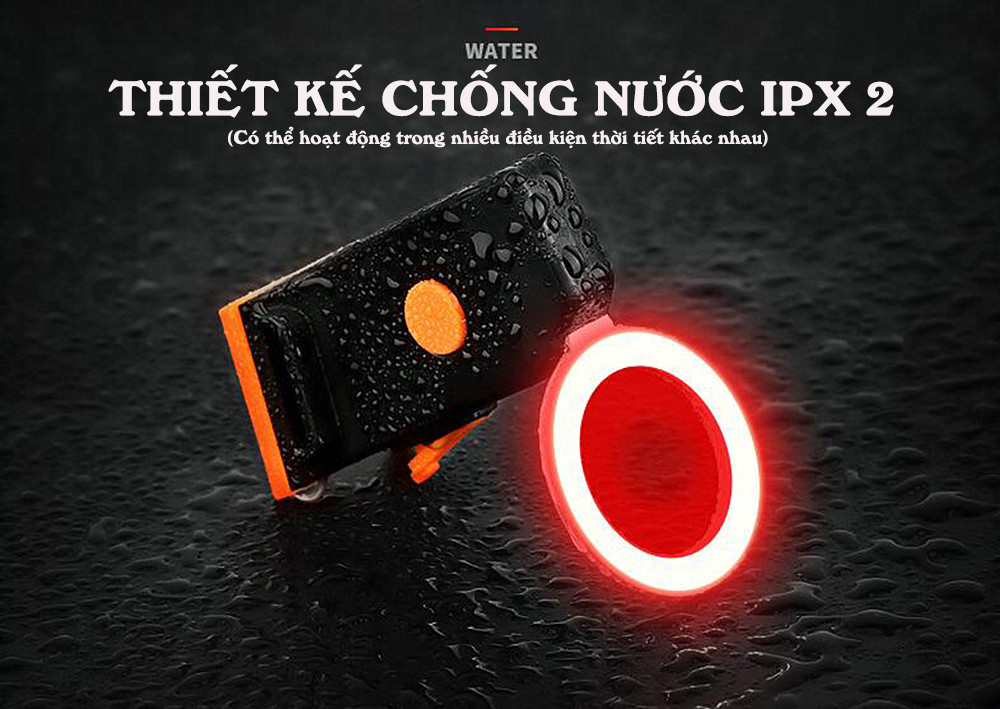 Đèn LED Hậu Gắn Phía Sau Xe Đạp - 5 Chế Độ Cảnh Báo An Toàn Đạp Xe Ban Đêm - Sạc USB - Chống Nước Dildu - Hàng chính hãng