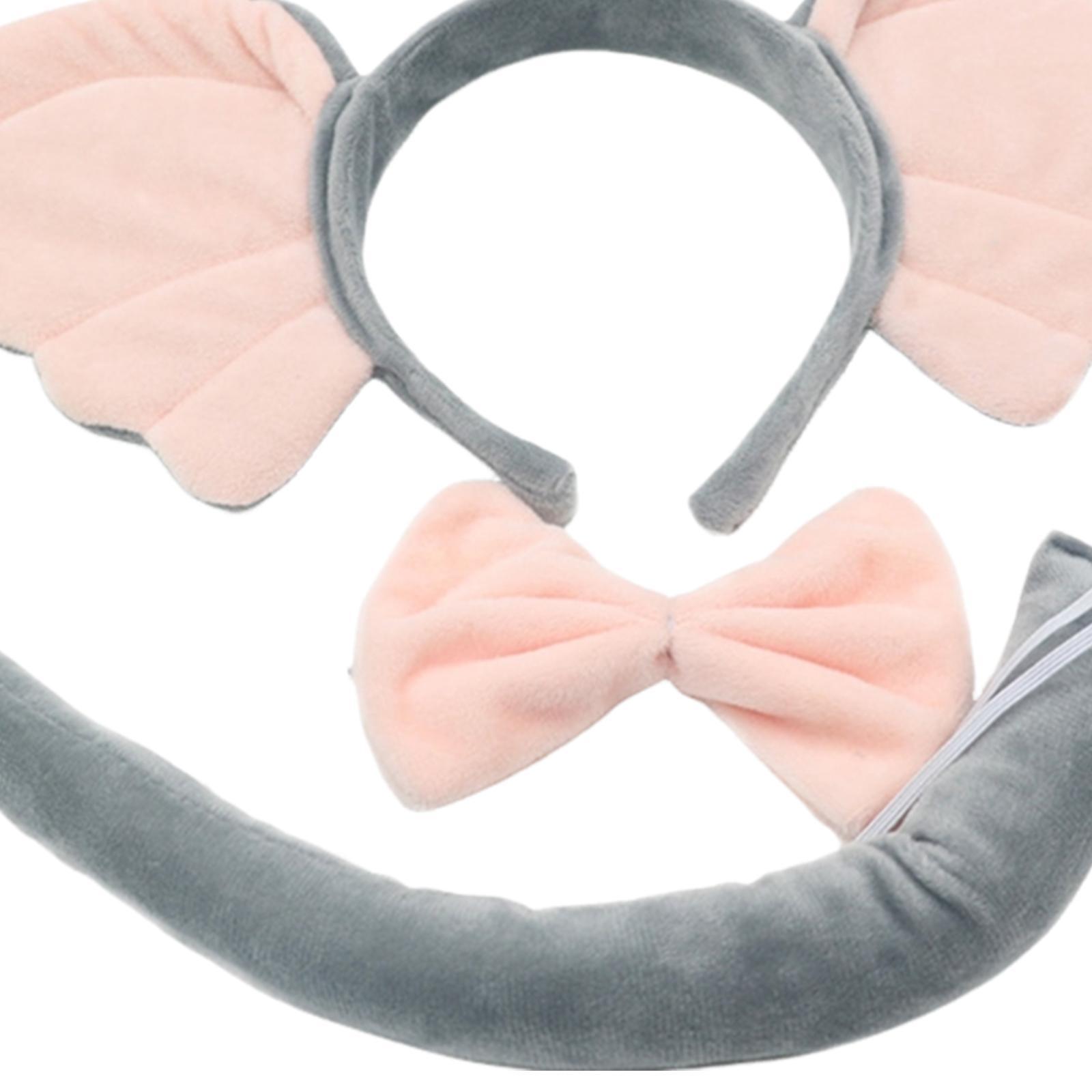 Elephant Costume Ears Headband Bowtie Tail for Stage Shows Carnival Dress up