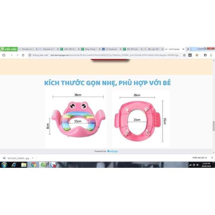 Lót bồn cầu hình ếch có tay vịn cho bé