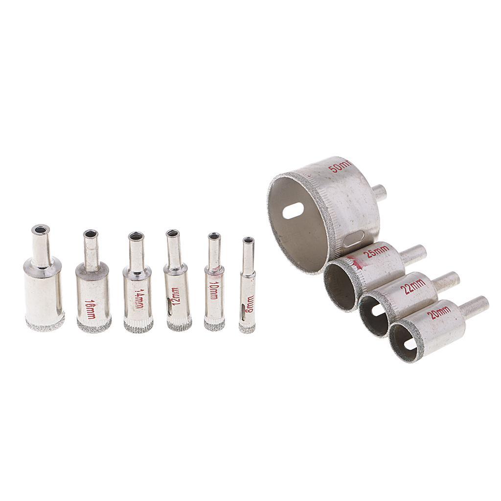 10x Diamond Cutter Drill 8 50mm Set for Tiles Ceramic Glass
