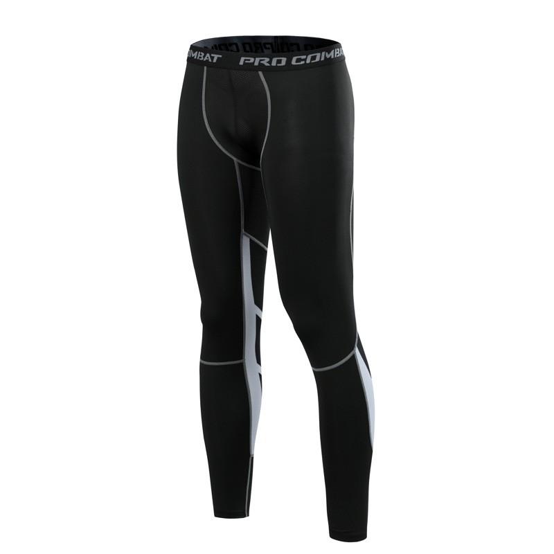 Hình ảnh QUẦN GIỮ NHIỆT COMBAT PRO LEGGING PHỐI TRẮNG TẬP GYM NAM DÁNG DÀI MÀU ĐEN SQ518T