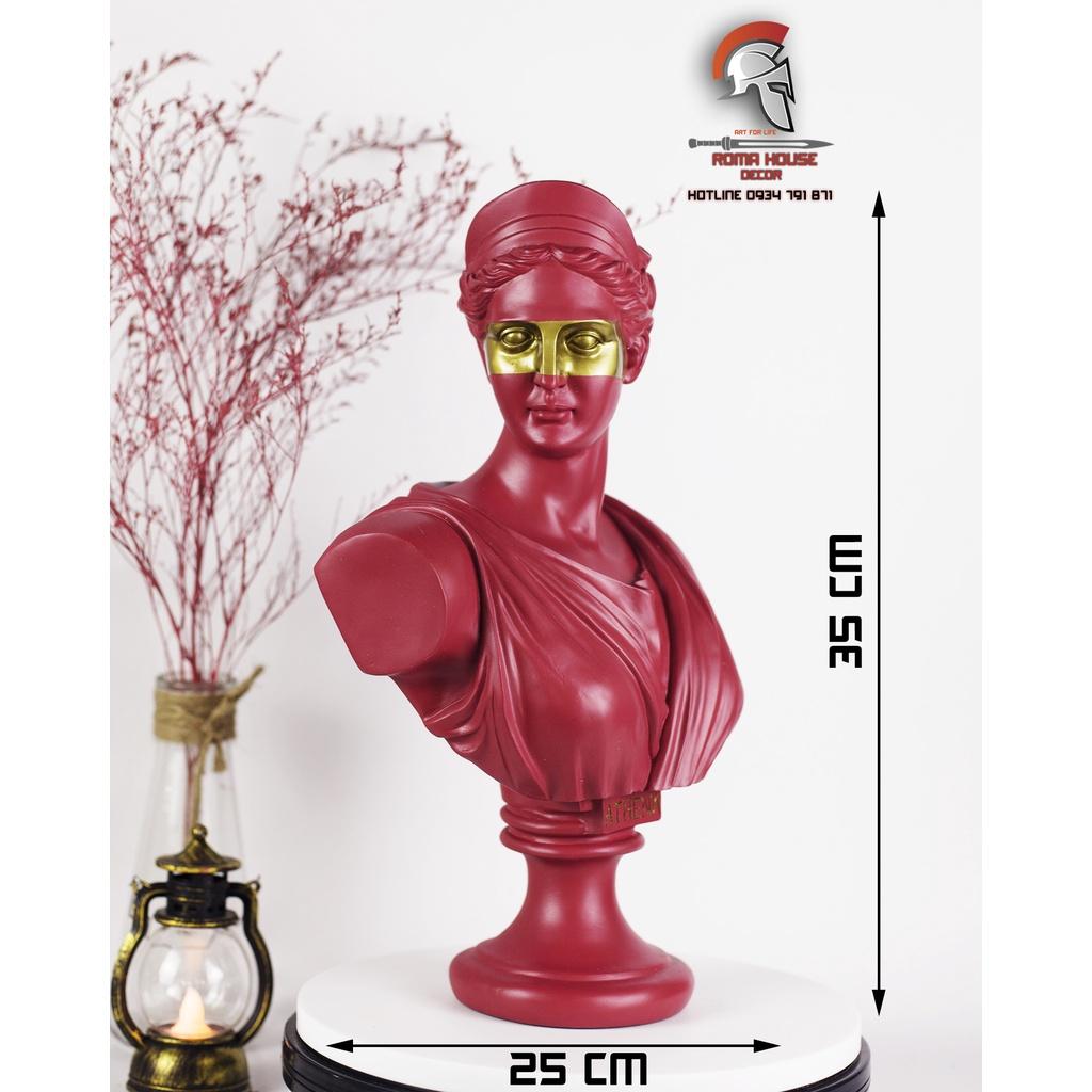 Tượng cổ điển Athena màu đò cao 35cm trang trí nhà cửa showroom