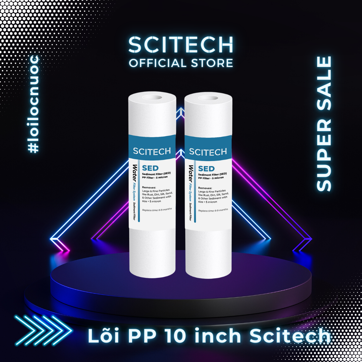 Combo 2 lõi lọc nước số 1 PP 10 inch 5 micron dùng trong máy lọc nước Nano/UF/RO, bộ lọc thô - Hàng chính hãng