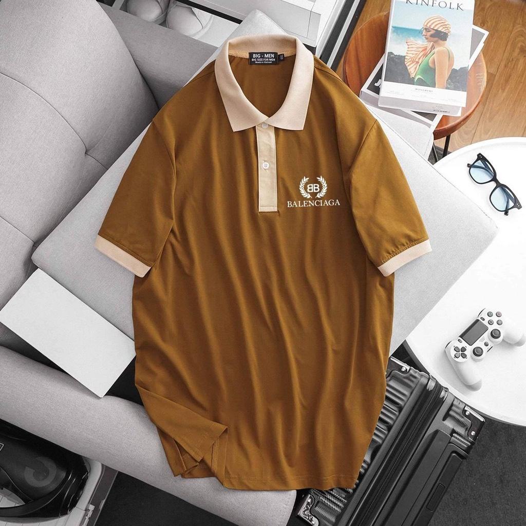 Áo thun polo phối màu bigsize nam in logo 80 đến 140kg