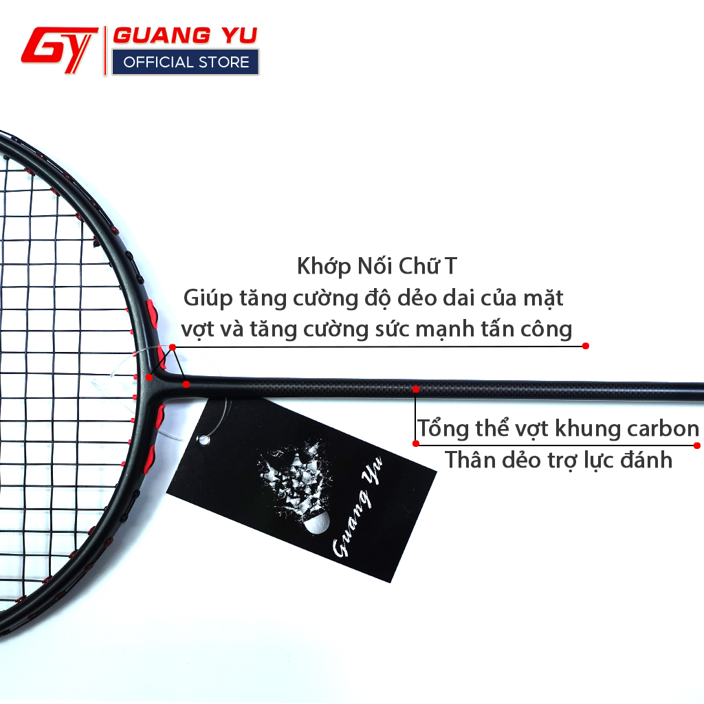 Vợt cầu lông Guangyu 6U cacbon trọng lượng 72g thân dẻo công thủ toàn diện V09