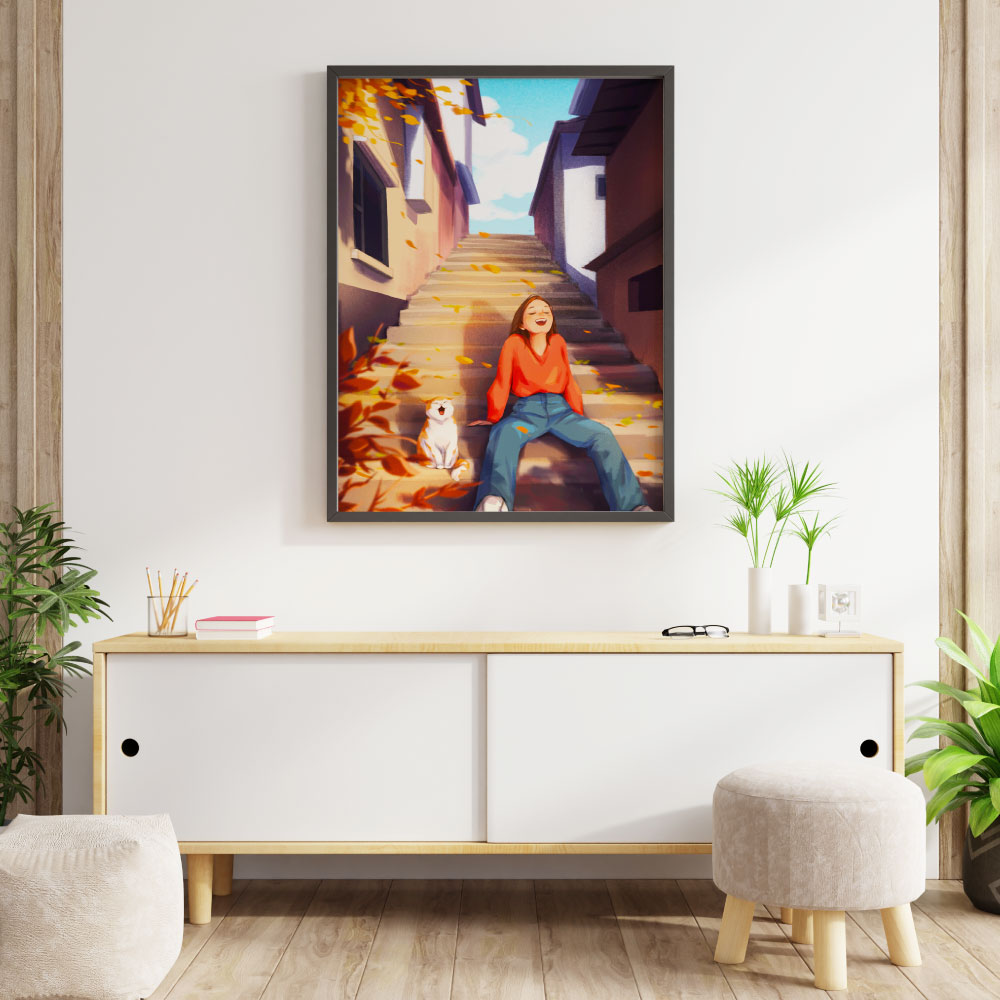 Tranh số hóa  - Đón ánh mặt trời đã căng khung 40x50cm 29 màu