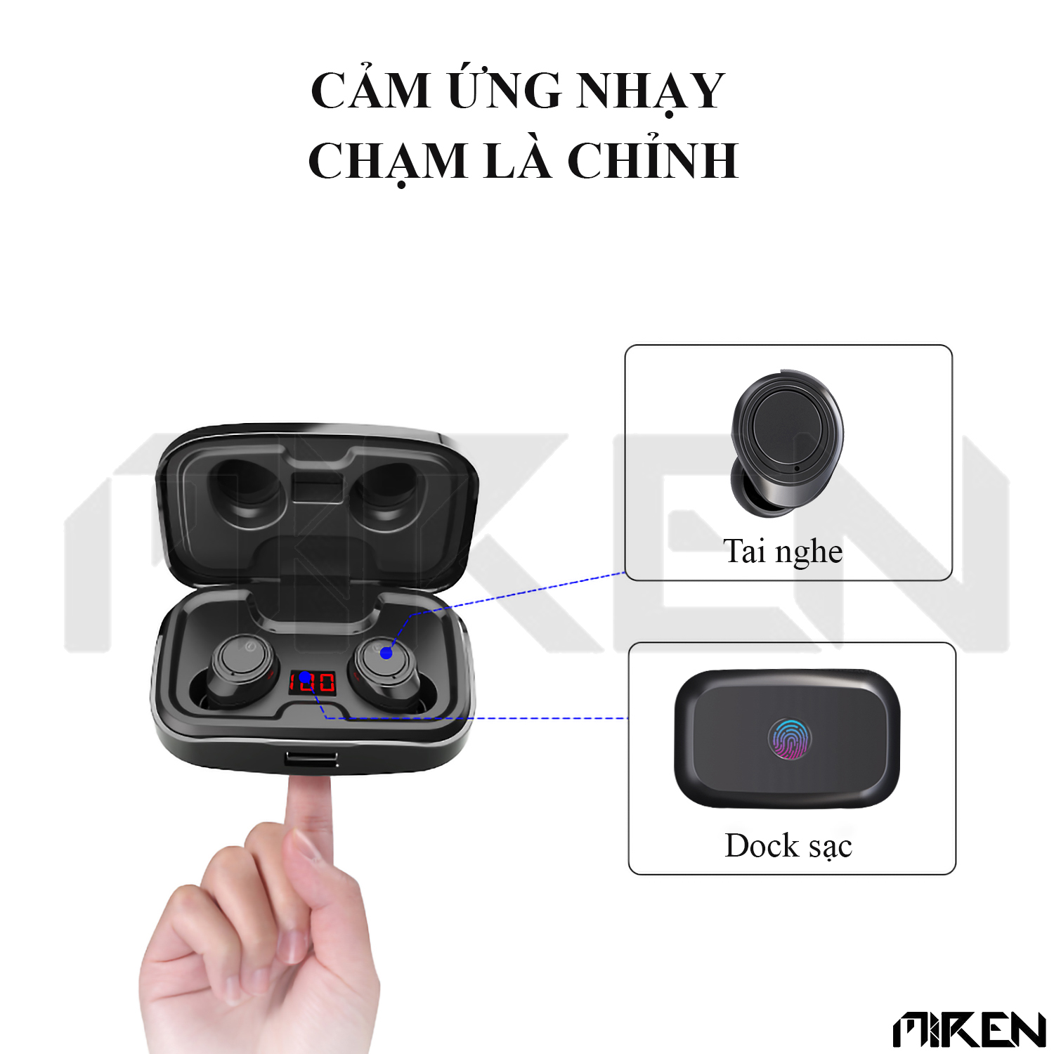 Tai Nghe Bluetooth Không Dây MR--HGD-X10 Nâng Cấp Toàn Diện - Màn Hình Cảm Ứng Led Cổ Điển - Tiêu Thụ Pin Thấp - Kháng Nước - Hàng Chính Hãng