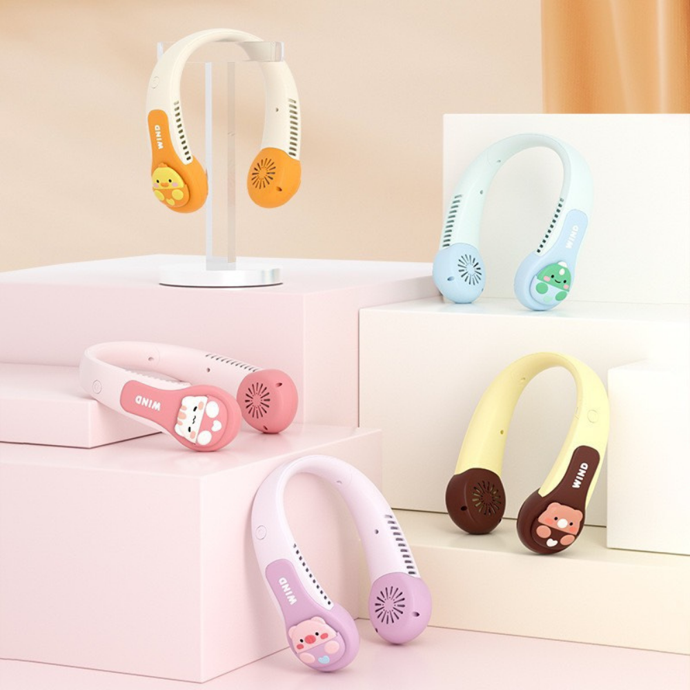 Quạt Đeo Cổ Mini Không Cánh WIND hình thú 2 bên siêu cute CS1330 - HN - GIAO NGẪU NHIÊN