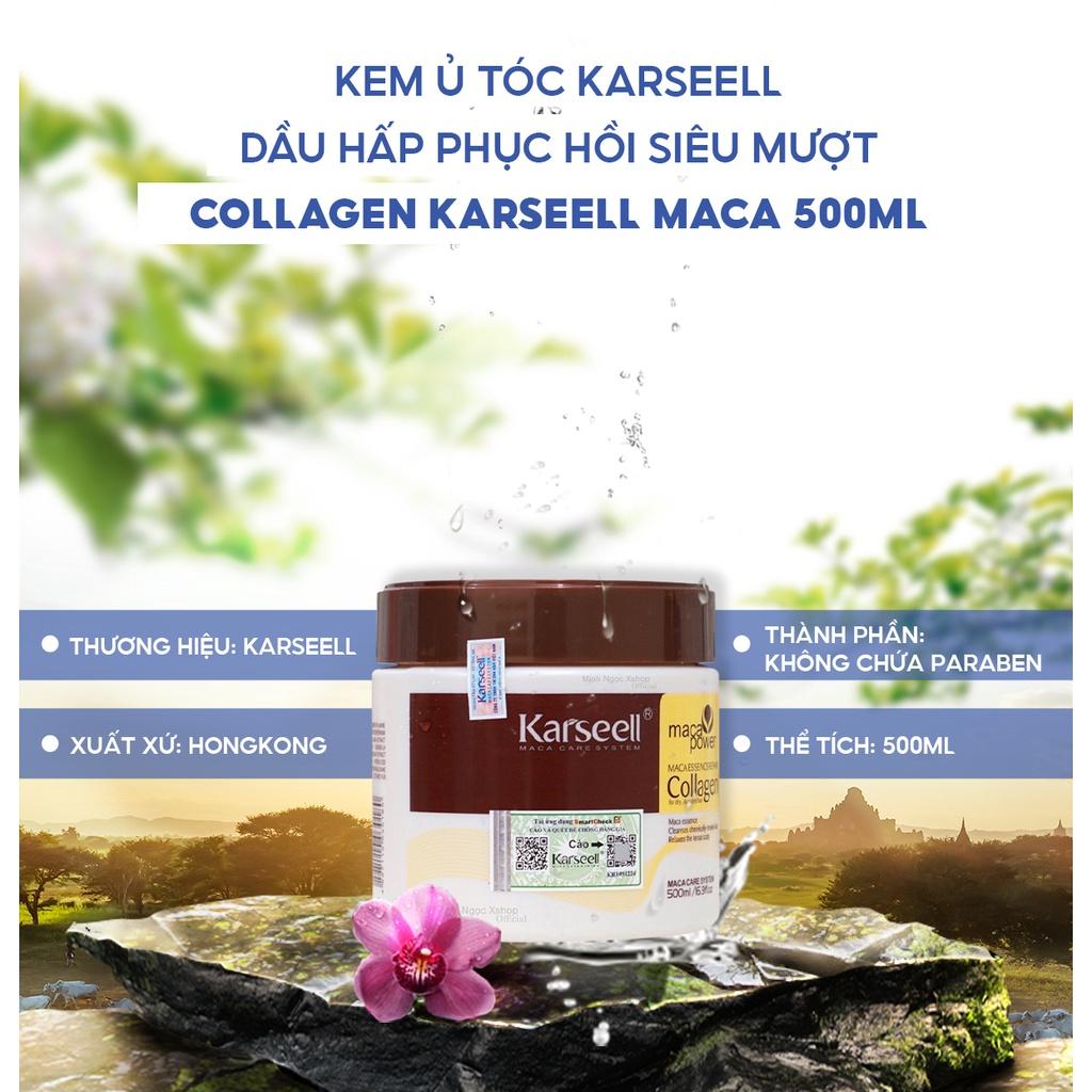 Kem ủ tóc Collagen KARSEELL dạng hũ 500ml, dầu hấp phục hồi siêu mượt chuẩn salon ngay tại nhà