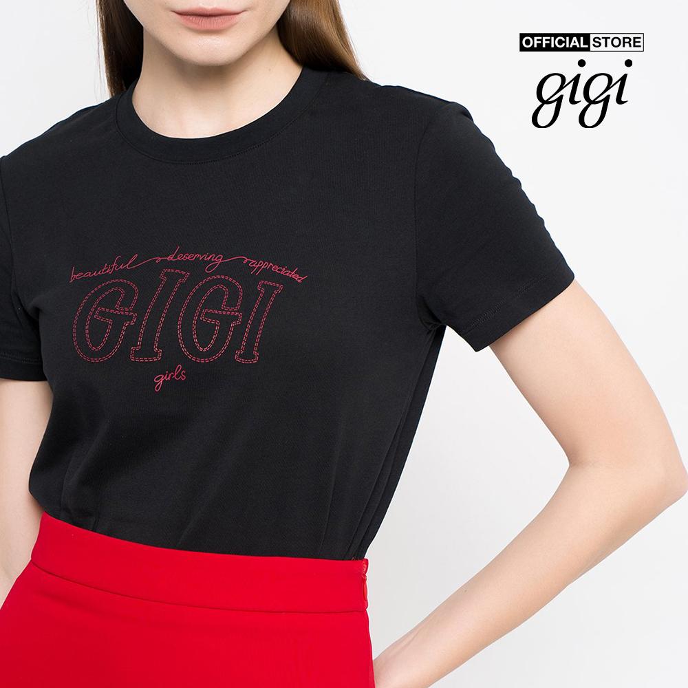 GIGI - Áo thun nữ ngắn tay cổ tròn phối chữ in thời trang G1203A211256