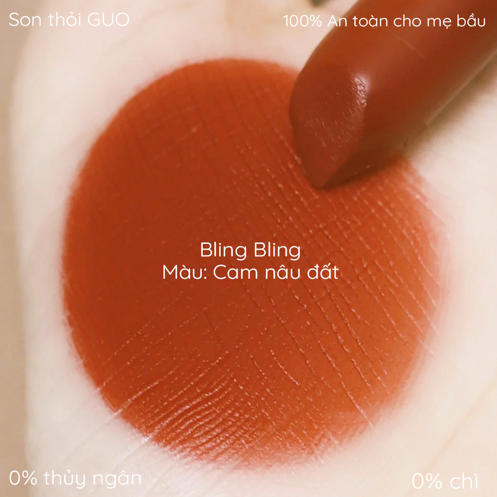 Son Lì Anh Thảo Cam Nâu Đất GUO - True Matte Lipstick 5gr