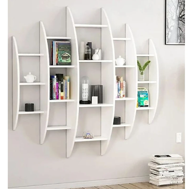 Kệ Gỗ Trang Trí Treo Tường Thiết Kế Dạng Hình Tròn Cách Điệu Tundo CTKT710 KT 146x146x29cm