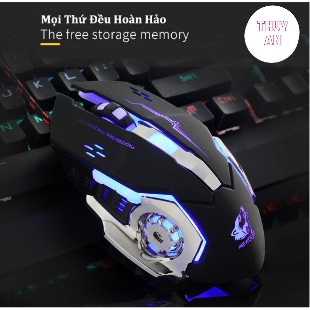 Chuột Game Có Dây FREE WOLF V5 LED 7 màu cực đẹp chuyên gaming, dây siêu bền, chỉnh được dpi