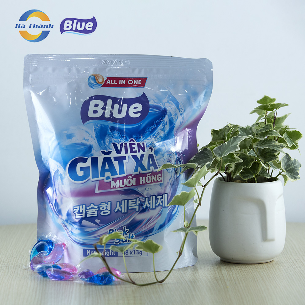 Viên Giặt Xả Blue Muối Hồng túi 48 viên - 1 Viên cho 5-7kg quần áo l Blue Hà Thành