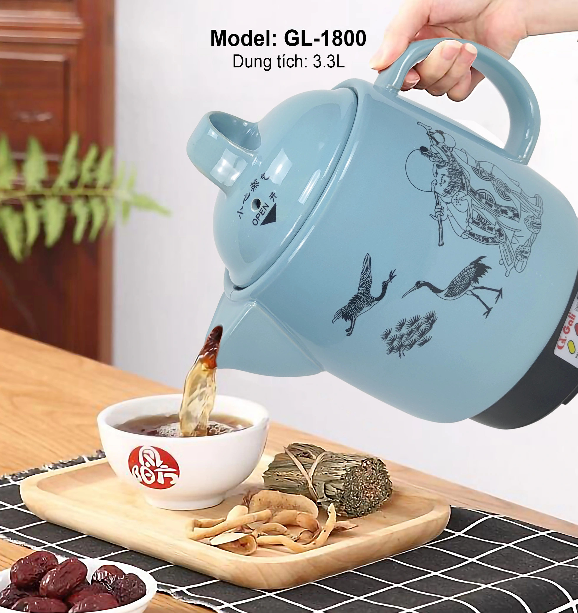 ẤM SẮC THUỐC GALI GL-1800, DUNG TÍCH 3.3 LÍT Hàng chính hãng